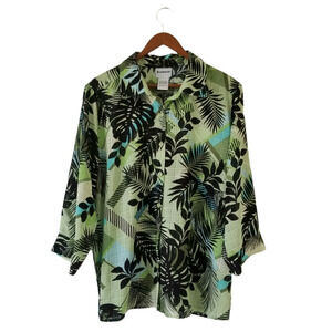 Bonworth Women's Tropical Long Sleeve Button Up Blouse - Size L